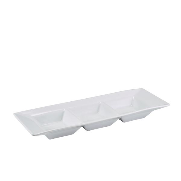 GenWare Porcelain Triple Dish 25.4 x 9cm/ 10 x 3.5 - 353825 (Pack of 6)