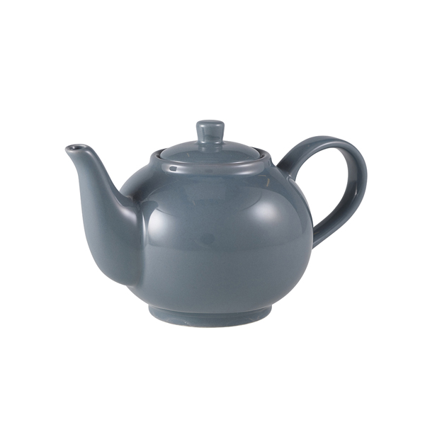 Genware Porcelain Grey Teapot 45cl/15.75oz - 393945G (Pack of 6)