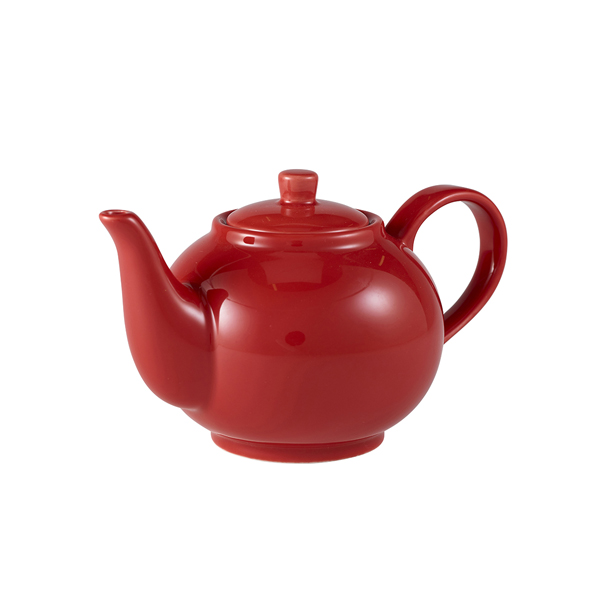 Genware Porcelain Red Teapot 45cl/15.75oz - 393945R (Pack of 6)