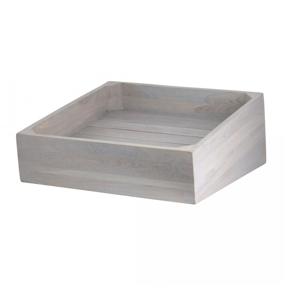 Fusion Grey Wash Wood Angle Basket 35.6cm (14) - DWFBWDBASK1SGW