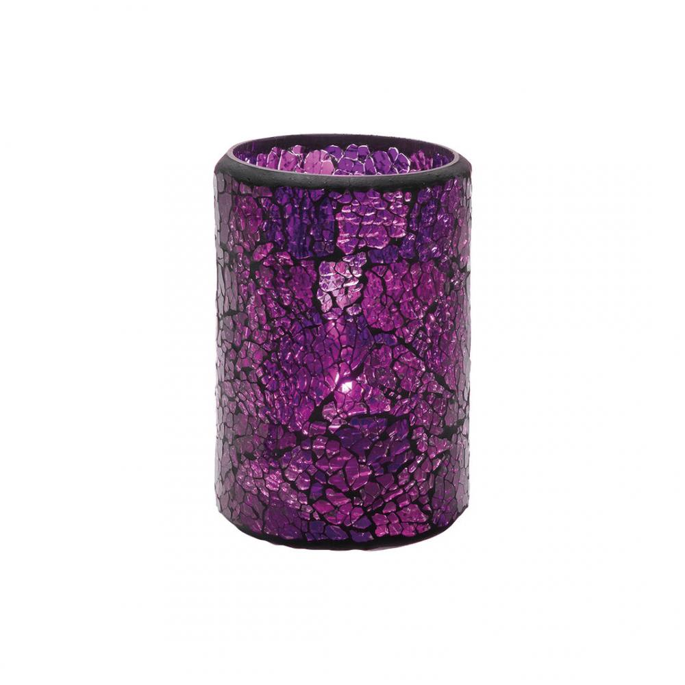 Crackle Blue & Purple Glass Cylinder Lamp 8 x 11.4cm (3 1/8 x 4 1/2) - HW43017BP (Pack of 24)